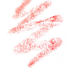 Beauty swatches. Lipsticks smear, palette of smudged lipsticks isolated on white background. Red color of cosmetic product smear sample