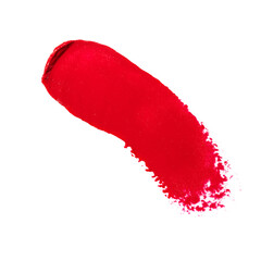 Beauty swatches. Lipsticks smear, palette of smudged lipsticks isolated on white background. Red color of cosmetic product smear sample