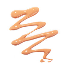 Liquid concealer face cream smear smudge swatch isolated on white background. Makeup foundation shades for beauty catalog. Nude cosmetic BB cream liquid foundation moisturizer. Beige color