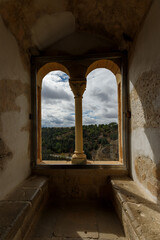 Window in the ancient Alcazar castle in Segovia. Spain.