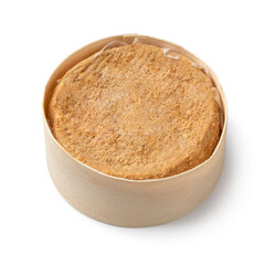 Calvados Camembert cheese in a box isolated on white background