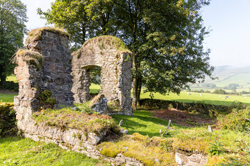 Fototapeta na wymiar The ruins of the Cistercian Saddell Abbey on the Kintyre peninsula, Argyll & Bute, Scotland UK