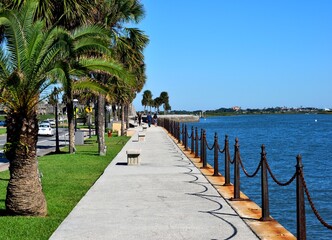 Path way along the Matanzas river at historic St. Augustine, Florida.