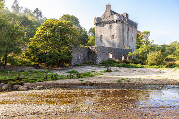 16th century Saddell Castle on the shore of the Kilbrannan Sound near Saddell on the Kintyre...