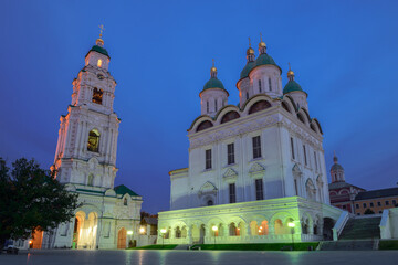 Fototapeta premium Assumption Cathedral in night illumination in the late September evening. Astrakhan, Russia