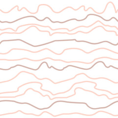 Seamless pattern with beige waves drawn lines. Vector illustration.