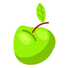 Illustration of an apple in a vector. A green apple in a vector drawn by hand.