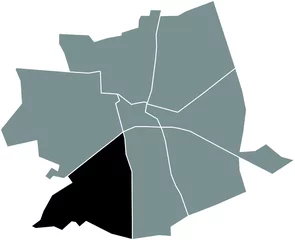 Foto op Canvas Black flat blank highlighted location map of the ZUIDWEST DISTRICT inside gray administrative map of Apeldoorn, Netherlands © Momcilo