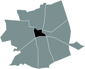 Black flat blank highlighted location map of the CENTRUM DISTRICT inside gray administrative map of Apeldoorn, Netherlands