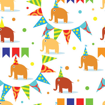 Happy Birthday. Seamless pattern for the celebration, wedding, congratulations and anniversary. Vector image on a white background.