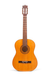 Naklejka premium Acoustic guitar close up isolated on white background