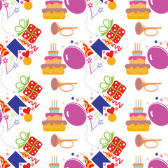 Festive seamless pattern for celebrations, birthdays. Vector image