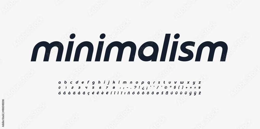 Leinwandbilder minimalism sans serif font, sleek typeset, calm style rounded alphabet. lowercase letters with multi