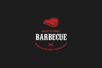 Beef steak house retro label, emblem or logo template. vintage typography and shabby texture.