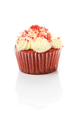 Red Velvet Cupcake roter Muffin mit vanille topping