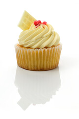 Vanille Cupcake mit weiße Schokolade frosting
