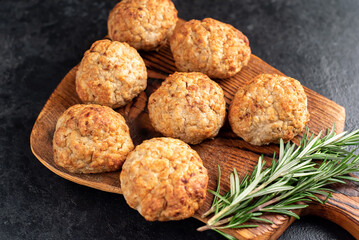 homemade fried cutlets on a stone background