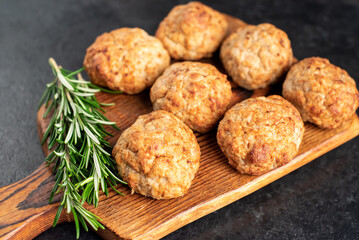 homemade fried cutlets on a stone background
