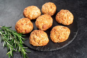 homemade fried cutlets on a stone background