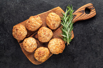 homemade fried cutlets on a stone background