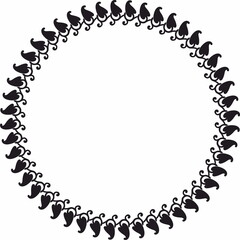 Round frame. Circle Ornamental decorative frame with floral element
