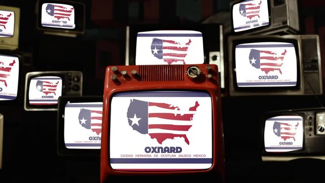 Flag of Oxnard, California, and Vintage Televisions. 