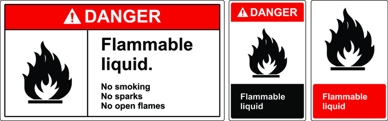Sign danger flammable liquid. Safety sign Vector Illustration. OSHA and ANSI standard sign. eps10 - obrazy, fototapety, plakaty