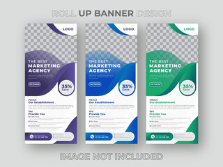 Corporate And Creative Business Roll Up Banner Template, Abstract Colorful Design Theme