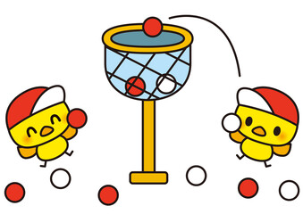 運動会,体育祭,玉入れ,動物,ひよこ,かわいい,小学校,幼稚園,保育園,小学生,学校,運動場,体育,運動,子供,体操服,グラウンド,鳥,帽子,5月,6月,10月,11月,素材,セット,イラスト,うんどうかい,５月,６月,９月,１０月,１１月,学校行事,中学校,春,秋,赤,白,赤玉,白玉 © 満載