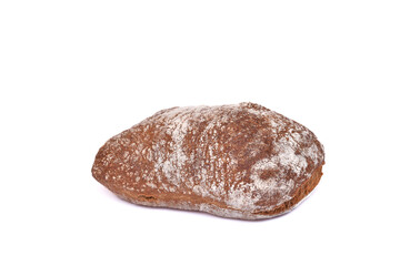 Loaf of bread sprinkled with white powder..