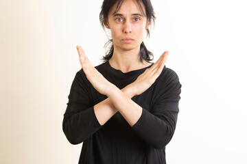 Crossed hands. Break the bias symbol of woman's international day. Woman arms crossed to show...