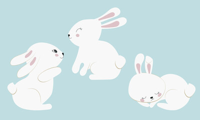 Cute easter bunny illustration flat style