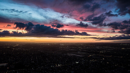 sunset over the city