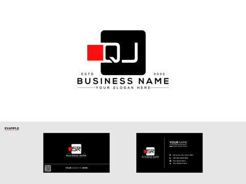 Initials Monogram logo QJ, Letter Qj abstract logo icon design with business card
