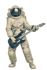 astronaut playing guitar full body © DM7