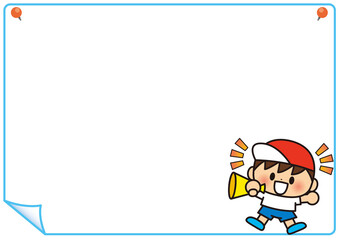 運動会,体育祭,フレーム,応援,小学校,幼稚園,保育園,小学生,子供,学校,運動場,体育,運動,メガホン,体操服,人物,かわいい,人,グラウンド,男の子,女の子,帽子,5月,6月,10月,11月,素材,セット,イラスト,うんどうかい,５月,６月,９月,１０月,１１月,学校行事,中学校,春,秋,赤,白,メッセージ,飾り枠,看板,お知らせ,学校プリント用