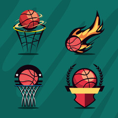 four basketball emblems