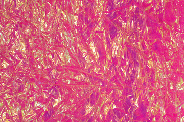 Fuchsia holographic iridescent crinkled foil