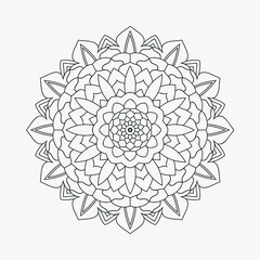 Flower mandala coloring page pattern design. Kids coloring page. Vintage mandala line art vector. Black and white Indian mandala pattern for coloring pages. Doodle mandala in white background.