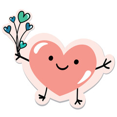 cute brave kawaii heart sticker