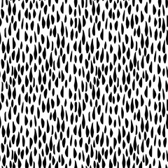 Abstract animal skin seamless repeat pattern with oblong black shapes, spots, brush marks on a white background. Vector illustration