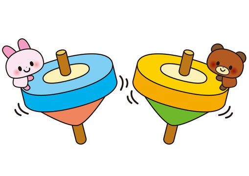 年賀状 正月 １月 動物 コマまわし コマ イラスト 22年 クマ ウサギ 駒 駒 回し お正月 1月 新春 賀正 謹賀新年 挨拶 祝い 干支 十二支 かわいい 正月素材 正月イラスト 2頭身 年賀はがき素材 年賀状素材 年賀素材 年賀状イラスト 新年イラスト 新年素材 22年年賀状