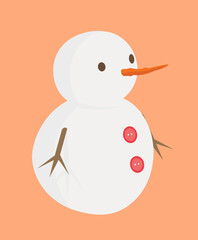 illustrazione vettoriale pupazzo di neve ghiaccio inverno giochi spalare nevicata natale bottoni carota divertimento
