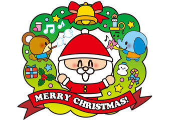 Naklejka premium クリスマス,サンタ,イラスト,１２月,クリスマスリース,冬,動物,ゾウ,リス,サンタクロース,プレゼント,メリークリスマス,雪だるま,子供,クリスマスイブ,サンタさん,靴下,キャンドル,クリスマスプレゼント,ハート,星,キラキラ,保育士,幼稚園,保育園,保母さん,学校,小学校,小学生,元気,かわいい,笑顔,ジングルベル,１２月２４日,12月,聖夜,保育,園児,幼児,保育所,音楽,パーティー,壁面飾