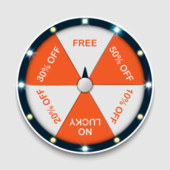 Spinning fortune wheel, lucky roulette, online promotion events, vector illustration - obrazy, fototapety, plakaty