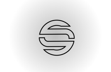 black and white S alphabet letter logo icon design with line. Creative template for business and company