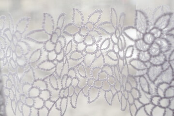 Tulle Fabric With Embroidered Flowers
