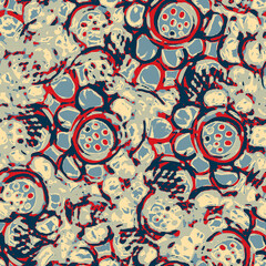 Classic marine blue red yellow seamless texture. Modern retro swim wear fashion allover print. Memphis style masculine grunge abstract background. High quality jpg swatch.