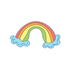 Vector baby rainbow illustration. Hand drawn nursery modern rainbow. Cute design for baby shower, kids clothes print, card.