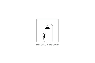 Interior logo design illustration - House and furniture symbol vector template.